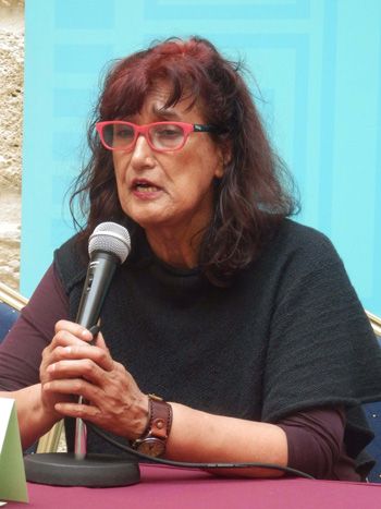 Patricia Ariza, una de las galardonadas, en un acto que organizó la APDHA en Cádiz el pasado octubre